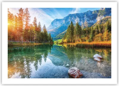 Produktbild von Poster - Poster ohne Rahmen - Landschaft Berge Morgendämmerung - 70x50 cm - Wand Bild - Wanddeko - Wandbilder - Kunstposter - Wandposter - Bilder - Kunstdruck - Wanddekoration - P2XAA70x50-4456