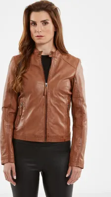 Produktbild von Jilani - Damen Lederjacke Lammnappa cognac Größe 36