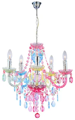 Produktbild von Kronleuchter, Lüster, Kristalle, bunt, 5-flammig, H 149 cm