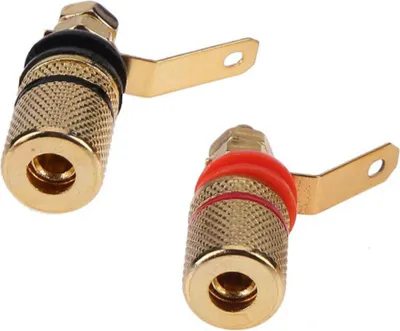 Produktbild von Bananenbuchse Buchsen Set Lautsprecher Boxen Anschluss Hifi Vergoldet Binding Post Audio Verstärker Anschluss Anschlussblock (4 Stück (2xSchwarz/2xRot))