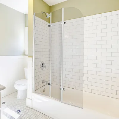 Immagine prodotto di Jopassy pieghevole attacco bagno chiaro NANO vetro ESG 6mm box doccia per vasche da bagno 3 pezzi pieghevole 120*140CM argento