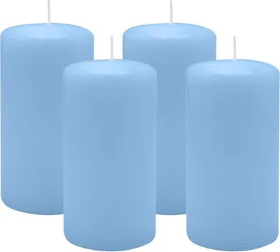 Produktbild von 4er Set Adventskranzkerzen Blue Bell Hellblau Ø 60 x 100 mm