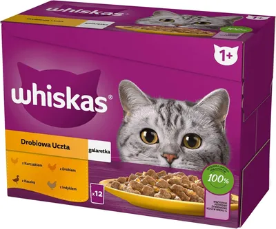 Produktbild von Whiskas Adult sachset Poultry Fast in gelee mit Huhn, Ente, Geflügel und Truthahn 4 x (12x85g)