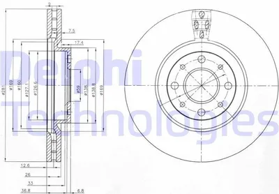 Produktbild von 2x DELPHI Bremsscheibe BG3699 für FIAT BRAVO II (198) STILO (192) 43 5mm 281mm