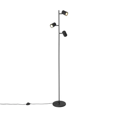 Produktbild von QAZQA - Moderne Stehleuchte I Stehlampe I Standleuchte I Lampe I Leuchte schwarz 3-flammig - Jeana I Wohnzimmer I Schlafzimmer - Stahl Länglich - LED geeignet GU10