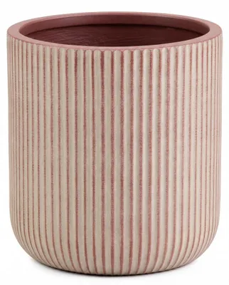 Produktbild von Fiberclay Blumentopf 37 cm, beige, dekorativer Übertopf mit Rillen für Innenräume