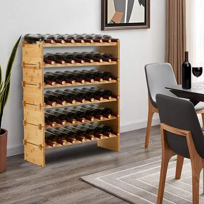Obrázek produktu pro GarveeHome – Regál na víno, bambusový, stohovatelný, stojan na lahve