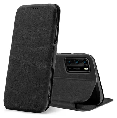 Produktbild von Conie Retro Klapp Tasche für Huawei P40 Kartenfach Hülle Rundumschutz in Schwarz
