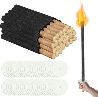 Image de Fiqops 100x Torches de jardin Torches de cire Torches de jardin pour les amoureux Temps de combustion de haute qualité 45 min