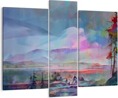 Produktbild von Bild auf Leinwand - Leinwandbild - Berge Baum Wasser - 95x80cm - Wand Bild - Wanddeko - Wandbilder - Leinwanddruck - Bilder - Kunstdruck - Wanddekoration - Leinwand bilder - Wandkunst - CB95x80-3919