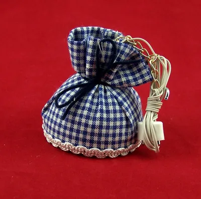 Produktbild von Deckenleuchte aus blaue Stoff 1:12, von Kahlert Für 3,5V Trafos. 5 cm.