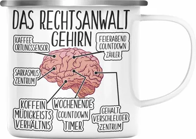 Produktbild von Trendation - Jura Emaille Tasse Geschenk Spruch Jurist Geschenkidee Anwalt Jura-Studium Lustige Sprüche (Silber)