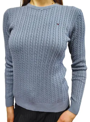 Produktbild von Tommy Hilfiger - Sweatshirt für Damen, Mit Zopfmuster, Schmal NA1334 (M) (Dunkelgrau)