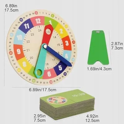 Zdjęcie produktu dla Zegar drewniany do nauki czasu dla dzieci edukacyjny montessori zestaw