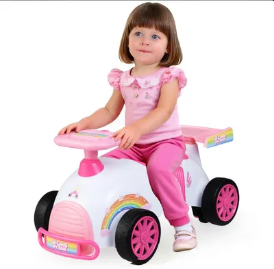 Produktbild von GOPLUS Rutschauto Kinder, Rutschfahrzeug mit Musik, Staurum unter dem Sitze, Einhorn-Motiv, Rutscher Auto für Kinder ab 1 Jahr (Rosa)