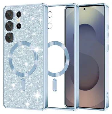 Produktbild von Techsuit Luxury Glitter Back Cover Hülle mit MagSafe für Samsung Galaxy S25 Ultra - Hellblau