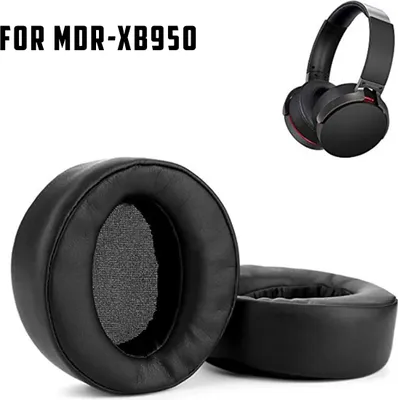 A product image showing replacement ear pads for Sony MDR-XB950 headphones, along with a pair of the headphones themselves.