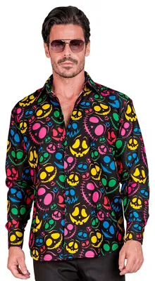 Produktbild von Halloween Hemd Herren W WIDMANN MILANO Party Fashion Gr. M Schwarz Baumwolle