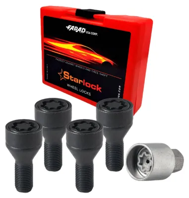 Immagine prodotto di Set di bulloni antifurto per ruote per Jeep Compass dal 2020 in poi Nero 4 pezzi M12X1,25