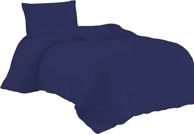 Produktbild von Bettwäsche 140x200 + 80x80 cm Dunkelblau Bettbezug Baumwolle, 2-teilig