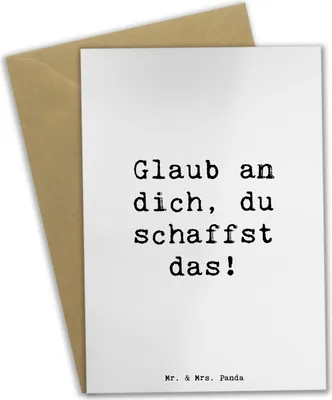 Produktbild von Mr. & Mrs. Panda Glückwunschkarte Spruch Schulanfang Glaube - Weiß - Geschenk, Erstklässler, inspirierende Botschaften, Einschulung, Vertrauem, Beileidskarte, Grußkarten