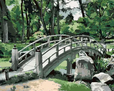 Produktbild von Zuty - Malen nach Zahlen - JAPAN BRÜCKE AM WALD, 40x50 cm, ohne Keilrahmen