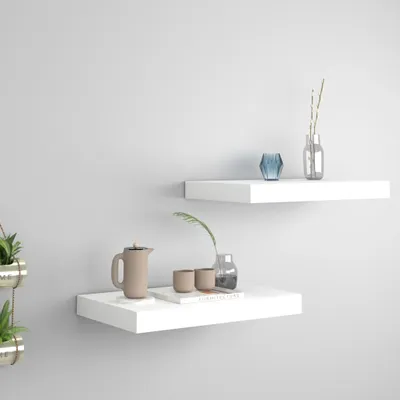 Produktbild von The Living Store Schweberegale 2 Stk. Weiß 40x23x3,8 cm MDF