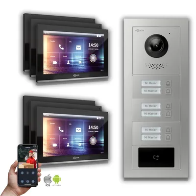 Produktbild von Goliath IP Video Türsprechanlage: 10-Zoll 6 Familienhaus, RFID, Silber : 10 Zoll Schwarz : Aufputz Dose Monitor Farbe: 10 Zoll Schwarz Montage: Aufputz Dose