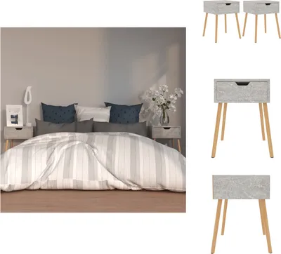 Obrázek produktu pro vidaXL Noční stolky 2 ks. Betonově šedé 40x40x56 cm materiál na bázi dřeva - Noční stolky