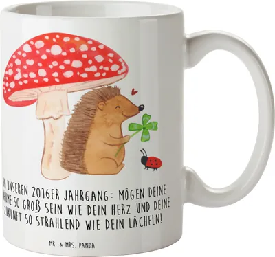 Produktbild von Mr. & Mrs. Panda Kaffeetasse 2016 Geburtstag Glückwunsch - Weiß - Geschenk, Lächeln, Geburtstagsgeschenk, besonderen feiern, Geburtsjahr, Träume, Keramiktasse, Tasse