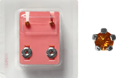 Produktbild von Erstohrstecker Sterile Ohrstecker Chirurgenstahl synthetischer Stein orange