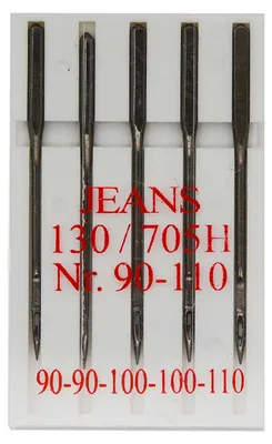 Produktbild von 5 Standard Nähmaschinennadeln Jeans Flachkolben 130R/705H, Nr. 90-110