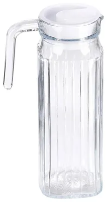 Image de Carafe en verre avec couvercle - Carafe étroite pour réfrigérateur - 1 litre - Verre