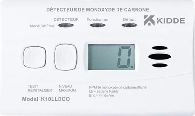 Image de Detecteur de monoxyde de carbone KIDDE 10lldco-k797, 10 ans
