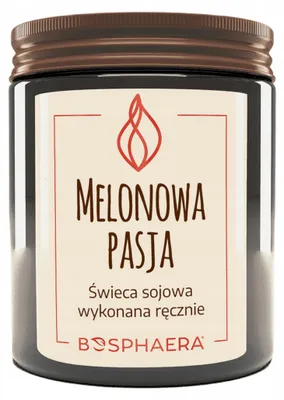 Produktbild von Bosphaera Duftkerze Melon Passion Sojawachs 190g Holzdock