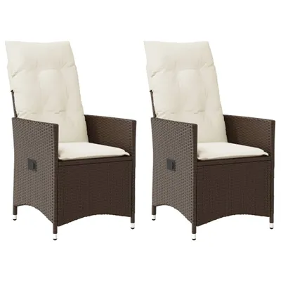 Produktbild von Gartensessel mit Kissen 2 Stk. Verstellbar Braun Poly Rattan