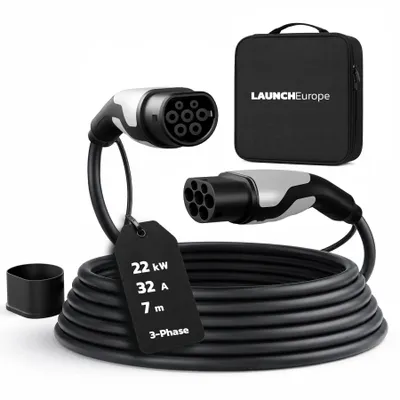 Produktbild von LAUNCH Typ 2 Ladekabel 22 kW 7M 32 A Ladekabel Elektroauto Typ 2 3 Phasig für E Auto EV/PHEV Typ 2 auf Typ 2,für T-Mode und E-Golf-Serienfahrzeuge