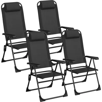 Produktbild von 4er-Set Gartenstühle XYC-103, mit Kopfstütze, schwarz