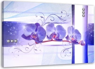 Zdjęcie produktu dla Obraz na płótnie, Orchidea filoletowy kwiat abstrakcja 90x60 cm Feeby niebieski obraz na ścianę gotowy do powieszenia