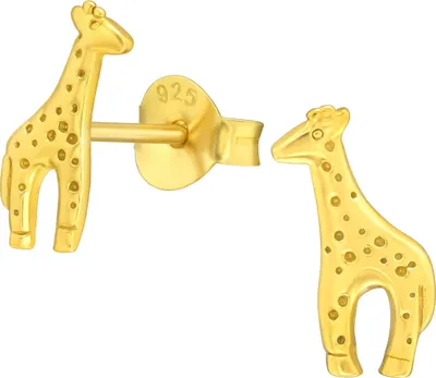 Produktbild von 925 Sterling Silber Ohrstecker vergoldet mit Giraffe Material - Silber vergoldet