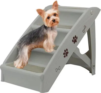 Produktbild von Famanu Hundetreppe mit 4 Stufen - Klappbare Tierleiter für Hunde und Katzen - Rutschfest und Tragbar