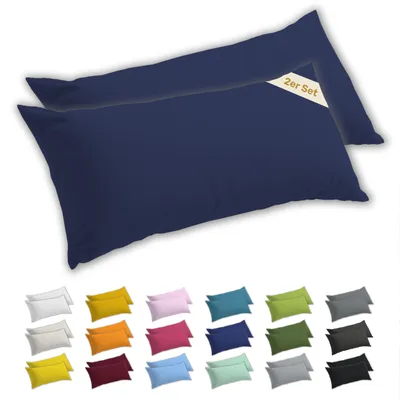 Produktbild von Lavea® 2er Set Seitenschläferkissen-Bezug 40x145 cm, 100% Baumwolle Jersey, YKK-Reißverschluss, Galaxyblau