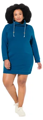 Immagine prodotto di Ulla Popken: Abbigliamento sportivo da donna, taglie forti, taglie extra, vestito in felpa, colletto alto, maniche lunghe