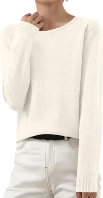 Produktbild von ASKSA Damen Strickpullover Elegant Einfarbig Strickpulli Duenne Feinstrick Winterpullover Stretch Warm Wollpullover Basic Rundhals Pulli,Beige,XL