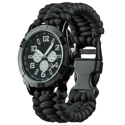 Produktbild von Paracord Army Uhr Größe M mit Stunden-, Minuten-, Sekunden- und Kalenderanzeige