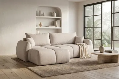 Produktbild von Kaiser Möbel Ecksofa mit Schlaffunktion und Bettkasten, Strukturstoff Verita, Beige, Links, COCO