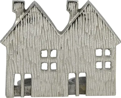 Produktbild von Marrakesch Handgefertigter Teelichthalter Lichthäuser Caledon groß 15cm aus Aluminium | Kerzenhalter für Teelichter | Skandinavische Deko im Vintage Stil | Weihnachtsdeko Silber für Fensterbank Tisch