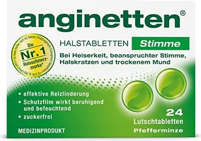 Obrázok produktu pre Anginetten hlasivky do hrdla, mäta pieporná, 24 tabliet