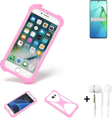 Produktbild von K-S-Trade Bumper + Kopfhörer kompatibel mit Oppo Reno8 Pro+ Handy Hülle Schutzhülle Silikon Schutz Hülle Cover Case Silikoncase Silikonbumper TPU