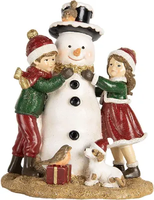 Immagine prodotto di Clayre & Eef 6PR5679 Decorazione per bambini con pupazzo di neve, rosso e bianco, 13x10x16 cm